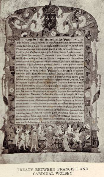 TREATY BETWEEN FRANCIS I AND CARDINAL WOLSEY