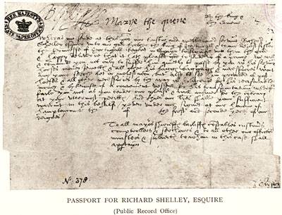 PASSPORT FOR RICHARD SHELLEY, ESQUIRE.